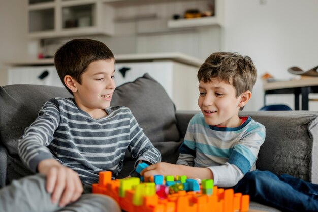 Kleinkinder mit Autismus spielen zusammen