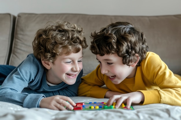 Kostenloses Foto kleinkinder mit autismus spielen zusammen