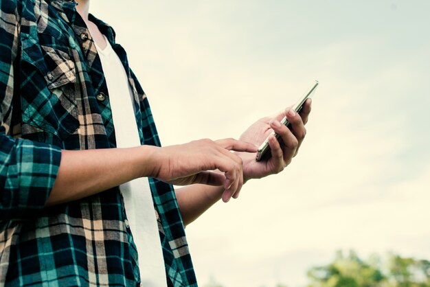 Körper Kind mit einem Smartphone