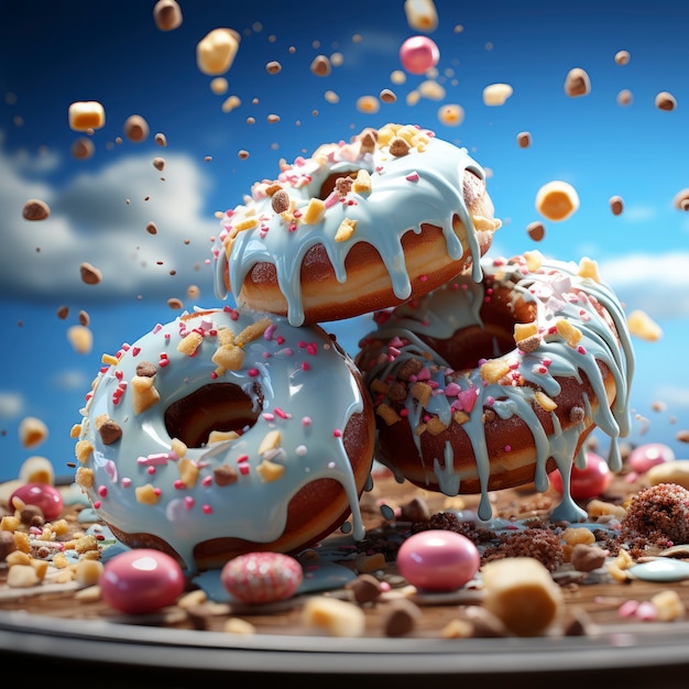 Kostenloses Foto köstliche glasierte donuts-anordnung