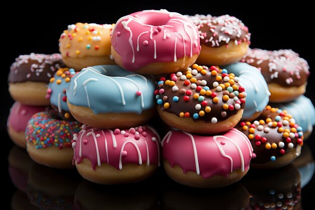 Köstliche glasierte Donuts-Anordnung