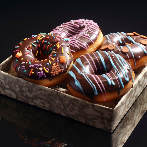 Köstliche glasierte Donuts-Anordnung