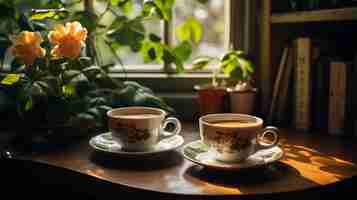 Kostenloses Foto köstliche kaffeetassen mit pflanzen