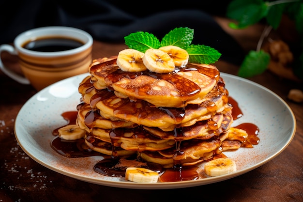 Kostenloses Foto köstliche pfannkuchen mit bananen