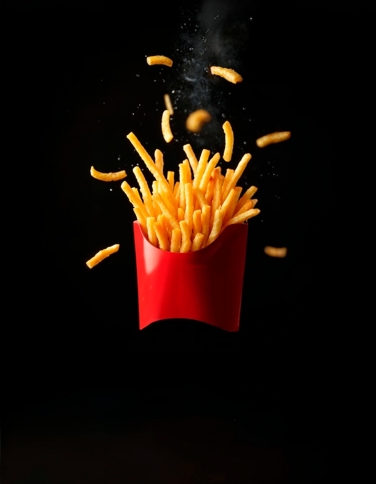 Kostenlose Foto köstliche pommes frites im studio