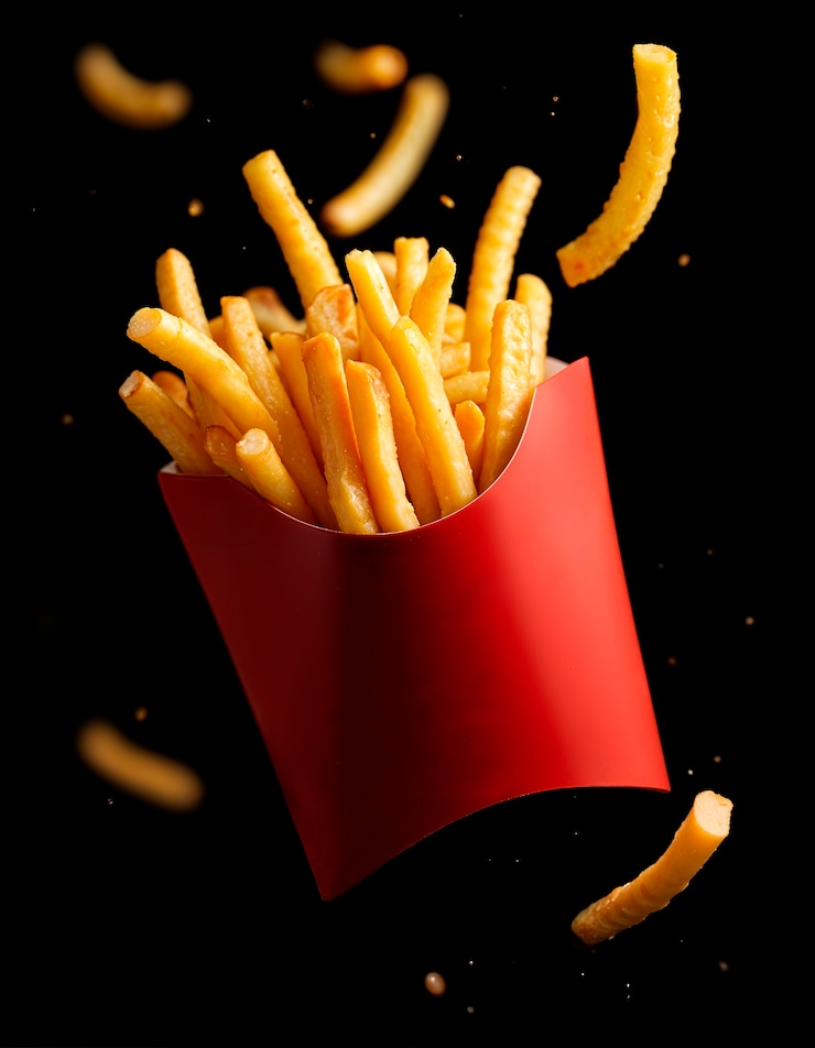 Kostenlose Foto köstliche pommes frites im studio