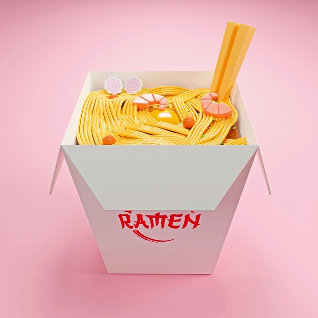 Köstliche Ramen mit Stäbchen-Arrangement