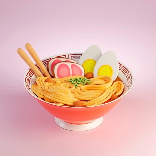 Köstliche Ramen mit Stäbchen-Arrangement