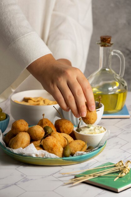 Köstliche spanische Krokettenzusammensetzung