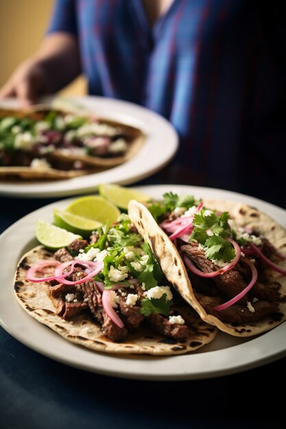 Kostenloses Foto köstliche tacos-anordnung aus der vogelperspektive