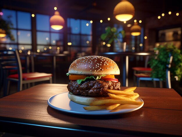 Köstlicher Burger drinnen