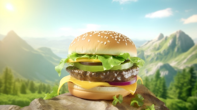 Köstlicher Burger in der Natur