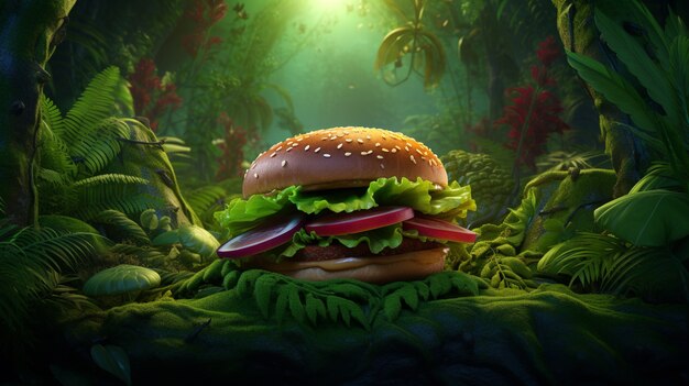 Köstlicher Burger in der Natur