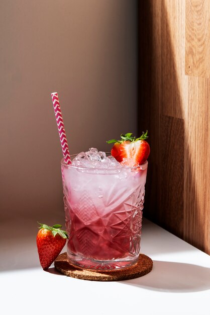 Köstlicher Caipirinha-Cocktail mit Oce und Erdbeeren