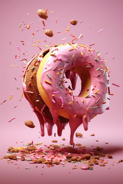 Köstlicher Donut mit rosa Belag