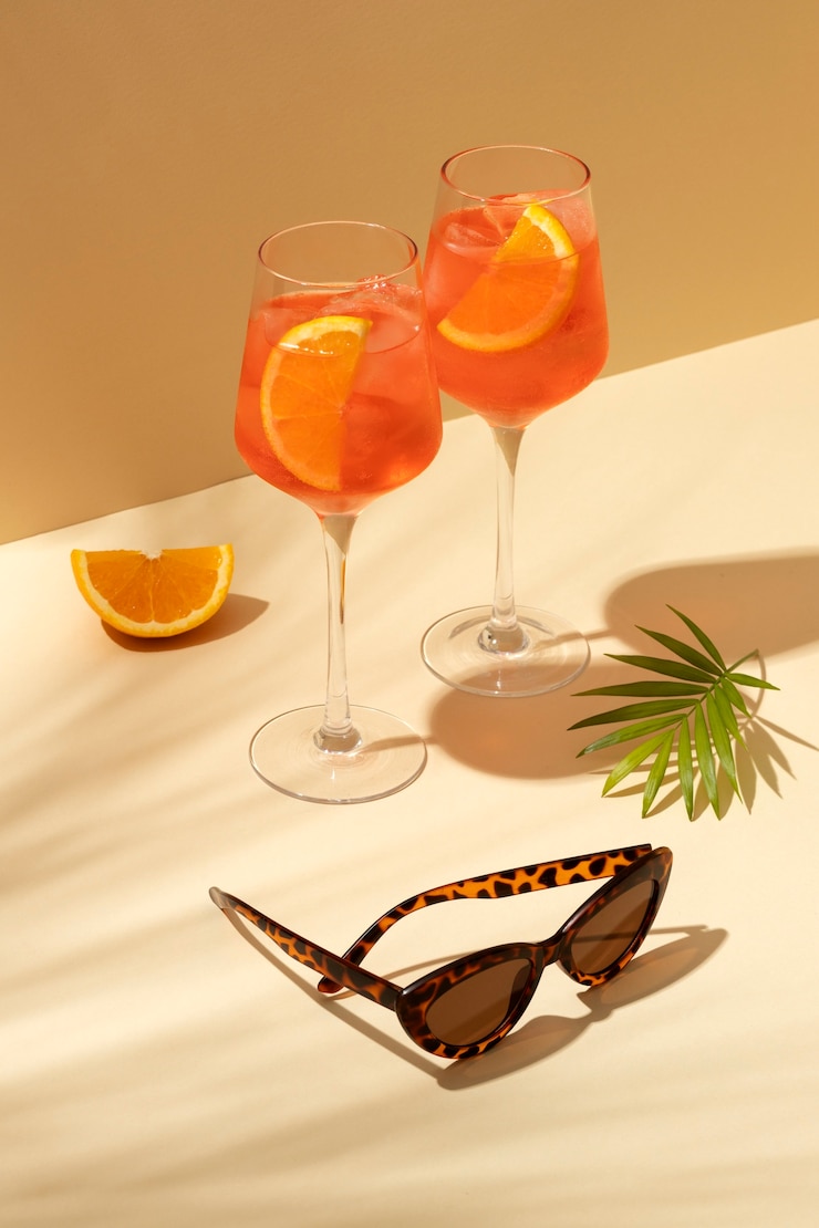 Kostenlose Foto köstlicher italienischer cocktail mit realistischem hintergrund