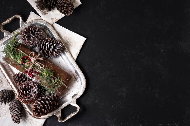 Köstlicher Kuchen besonders gemacht für Weihnachten mit Kopienraum