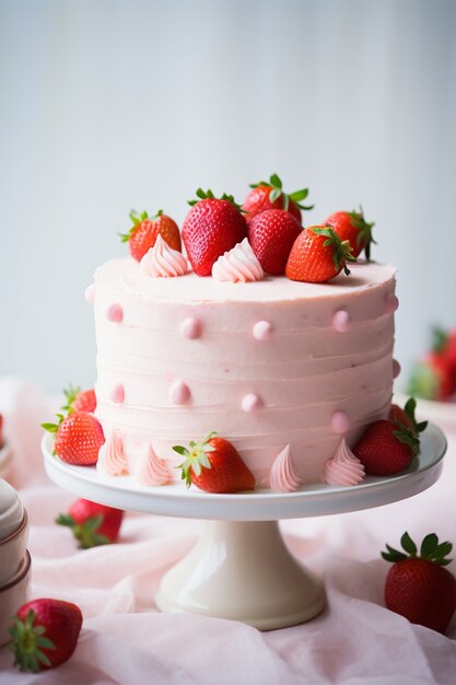 Köstlicher Kuchen mit Erdbeeren