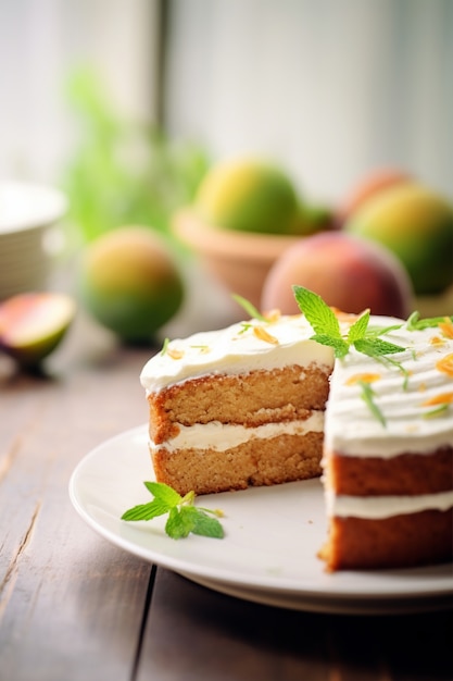 Kostenloses Foto köstlicher kuchen mit minzblättern