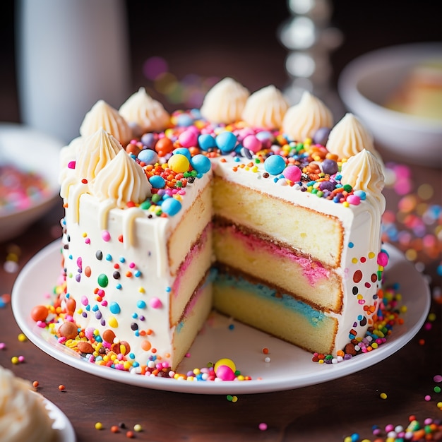 Kostenloses Foto köstlicher kuchen mit süßigkeiten