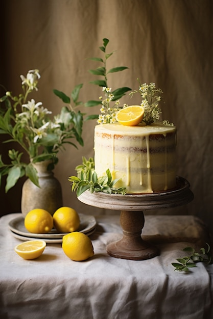 Kostenloses Foto köstlicher kuchen mit zitronen