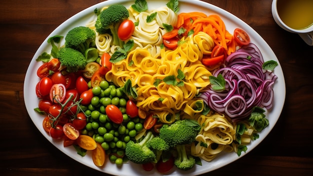 Köstlicher Salat von oben auf dem Tisch