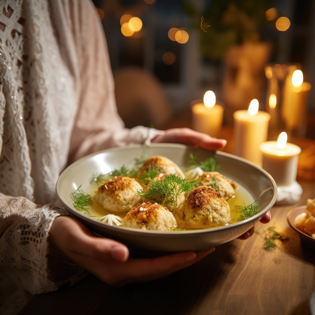 Kostenloses Foto köstliches essen, das zum jüdischen hanukkah-fest zubereitet wird