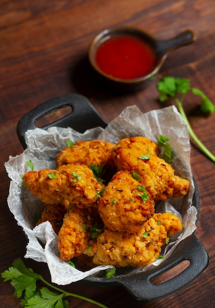 Köstliches Hähnchen-Sauce-Arrangement ohne Knochen