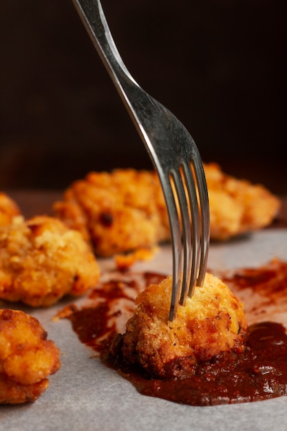 Kostenloses Foto köstliches hühnchen ohne knochen mit sauce