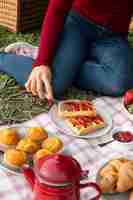 Kostenloses Foto köstliches picknick-stillleben