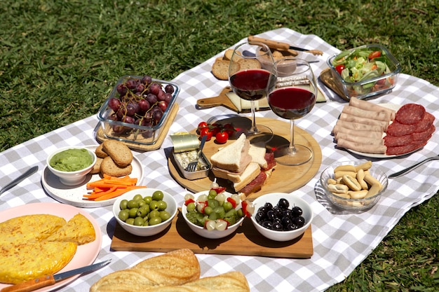 Kostenloses Foto köstliches picknick-stillleben