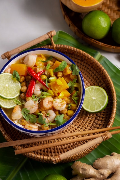 Köstliches Stillleben mit thailändischem Essen