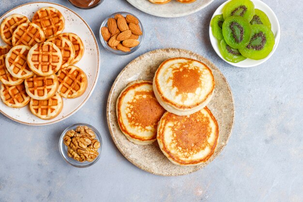 Kohlenhydratfrühstück, Pfannkuchen, Crepes, Waffeln.