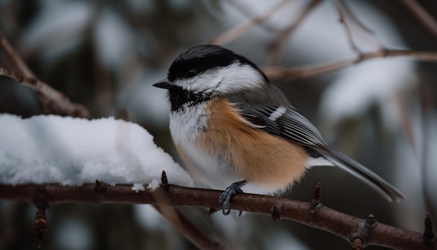 Kostenloses Foto kohlmeise thront auf einem von ki erzeugten winterast