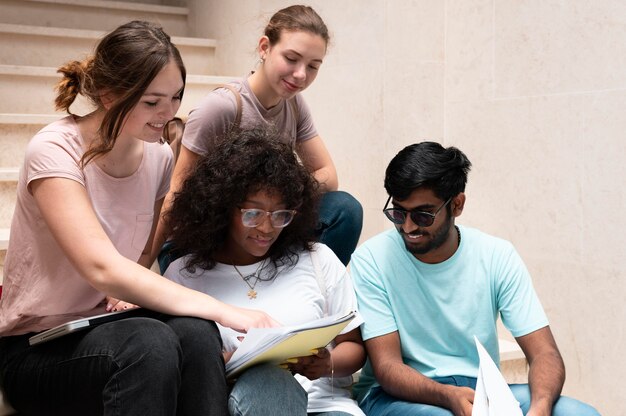 Kollegen lernen gemeinsam für eine Hochschulprüfung