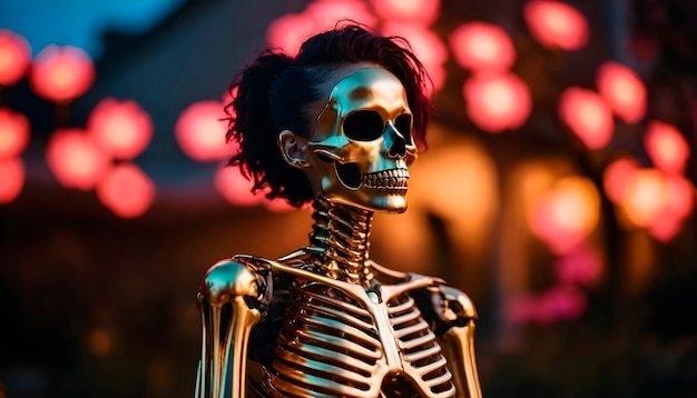 Kostenloses Foto komposition mit porträt eines weiblichen skeletts
