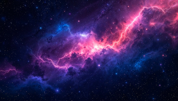 Kostenlose Foto kosmischer blitzsturm raumhintergrund