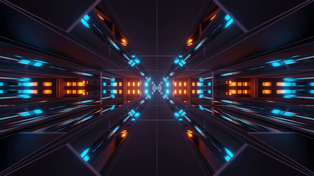 Kosmischer Hintergrund mit bunten orange und blauen Laserlichtern - perfekt für eine digitale Tapete