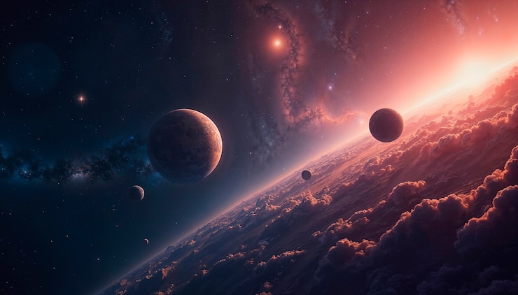 Kostenlose Foto kosmischer landschaftsraum-hintergrund