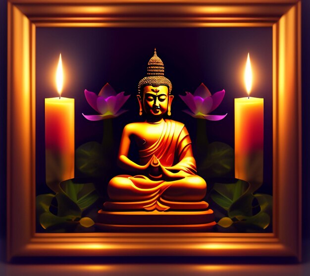 Kostenloses Foto Gautum Buddha Vesak Purnima Statue Symbol des Friedens Hintergrund