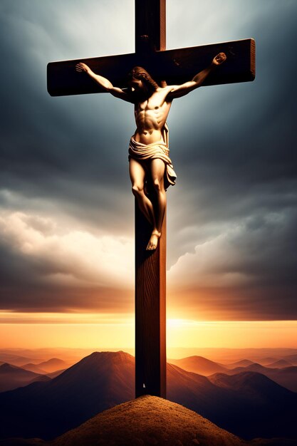 Kostenloses Foto Karfreitag Hintergrund mit Jesus Christus und Kreuz