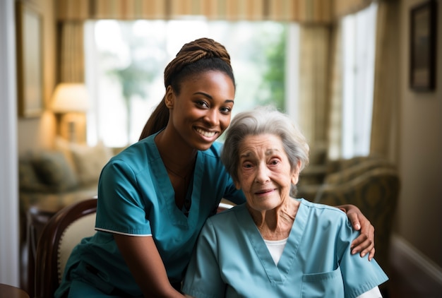 Krankenschwester kümmert sich um ältere Patienten