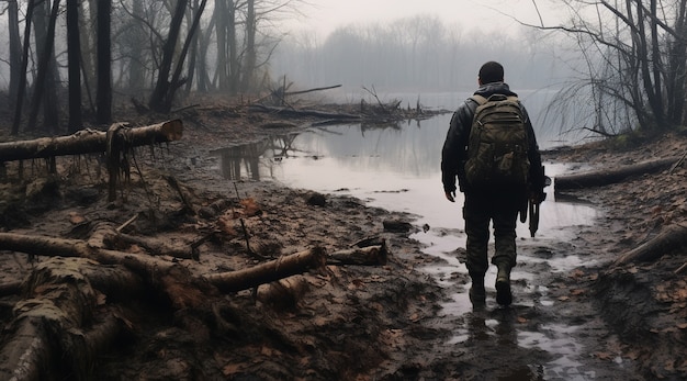 Kostenloses Foto kriegszonenlandschaft mit apokalyptischer zerstörung