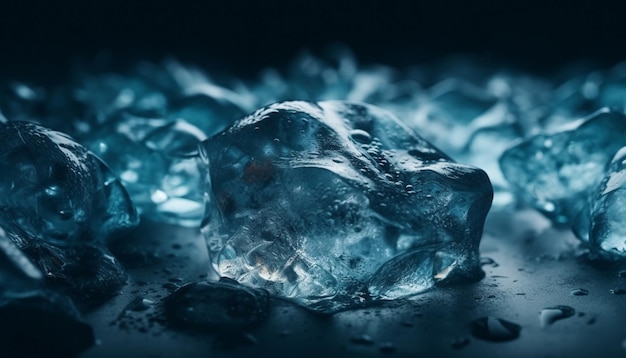 Kristallklarer Eiswürfel spiegelt die von KI erzeugte arktische Frische wider