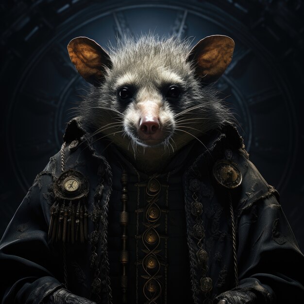 Kühler Opossum mit Kleidung