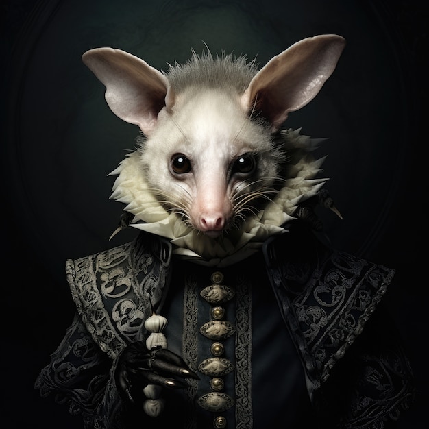 Kostenloses Foto kühler opossum mit kleidung