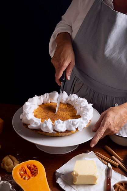 Kostenloses Foto kürbiskuchen-herstellungssortiment