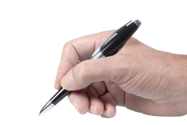 Kugelschreiber in einer männlichen Hand gehalten
