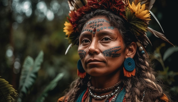 Kostenloses Foto lächelnde junge frauen in traditioneller kleidung im freien, generiert durch ki