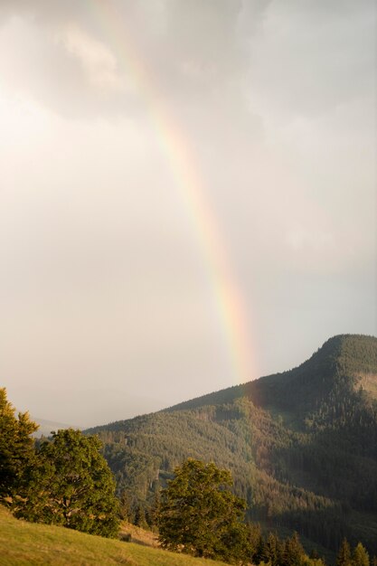 Ländliche Aussicht mit einem schönen Regenbogen